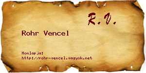 Rohr Vencel névjegykártya